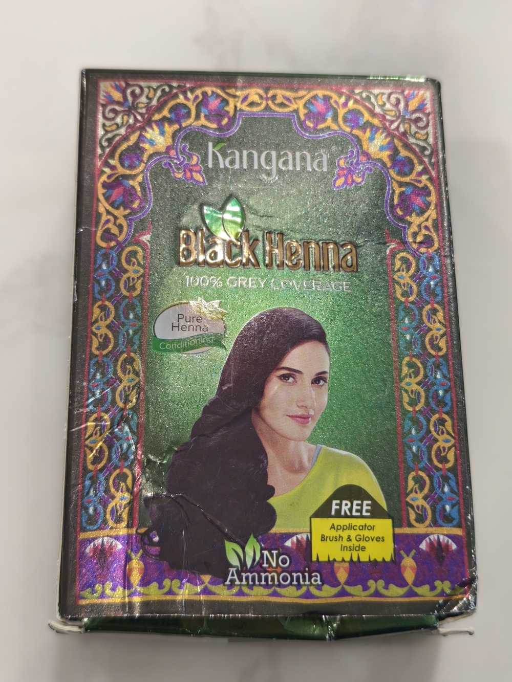Kangana Black Henna Powder with Amla & Aloe Vera, Grey Coverage, 6 Pouches